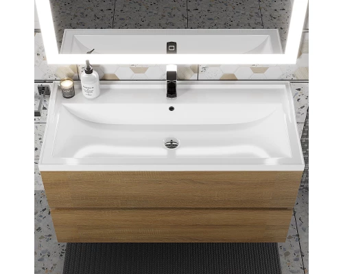 Раковина для ванной полувстраиваемая Uperwood Family (100 см, прямоугольная, белая)