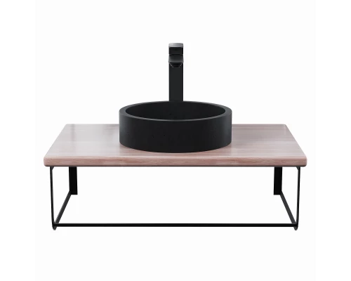 Комплект столешница для ванной Uperwood Tanos (с накладной раковиной Round и кронштейнами 70 см, бук светлый)