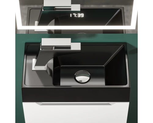 Раковина для ванной Uperwood Classic New 40 см, черная глянцевая, с накладкой для слива