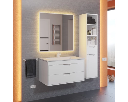 Тумба с раковиной для ванной Uperwood Modul (80 см, подвесная, матовая, белая)