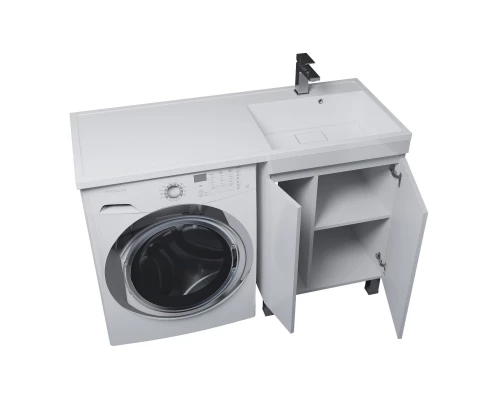 Тумба с раковиной под стиральную машину Uperwood Magenta (60/120 см, напольная, белая, с дверцами, правая)