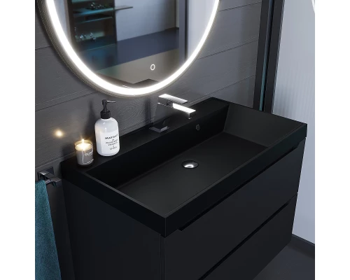 Раковина кварцевая для ванной Uperwood Classic Quartz (80 см, черная матовая, космос)