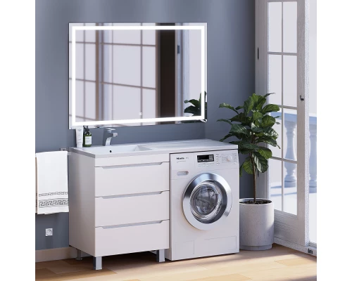 Тумба под стиральную машину Uperwood Tanos (60 см, напольная, белая, 3 ящика)