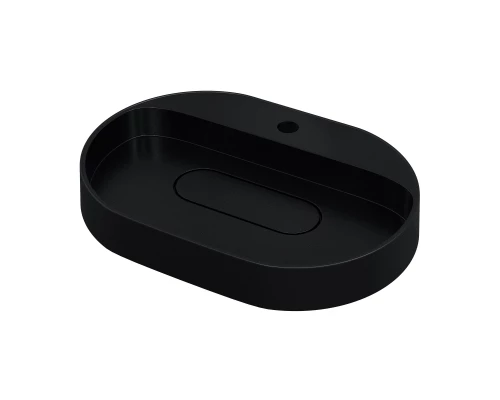 Раковина накладная кварцевая Uperwood Tanos Quartz 55х40х10 см, овальная, черная матовая, космос