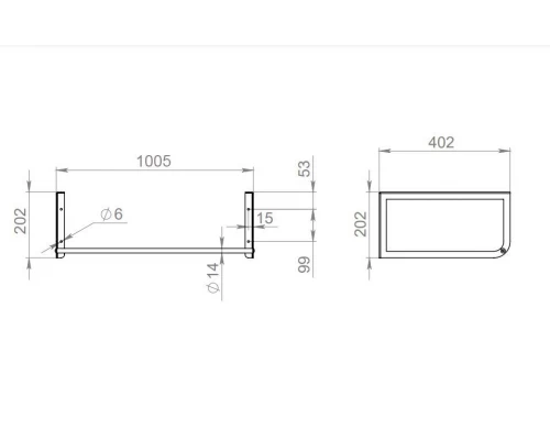 Столешница под раковину для ванной подвесная Uperwood Tanos (с кронштейнами, 100 см, светлое дерево)