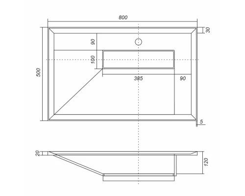 Раковина для ванной полувстраиваемая Uperwood Lotus (80 см, прямоугольная, белая глянцевая)
