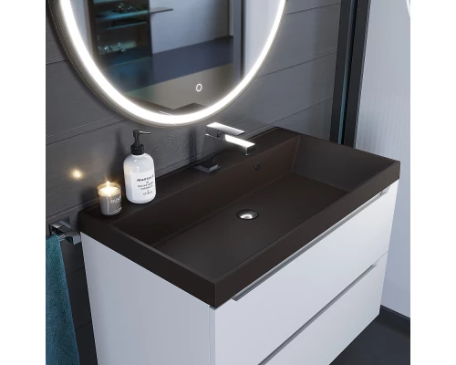 Раковина кварцевая для ванной Uperwood Classic Quartz (80 см, коричневая матовая, трюфель)