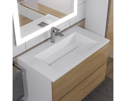 Тумба с раковиной для ванной Uperwood (Barsa-Next 80 см, подвесная, белая/дуб сонома)