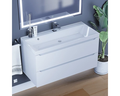 Тумба с раковиной для ванной Uperwood Tanos (100 см, подвесная, матовая, белая)