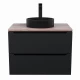 Комплект Тумба со столешницей для ванной Uperwood Tanos (70 см, черная/бук светлый, с накладной раковиной Round, цвет черный)