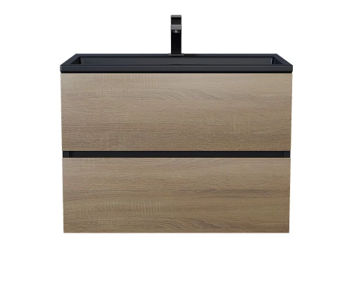 Тумба под раковину для ванной Uperwood Barsa (70 см, подвесная, черная/дуб сонома)