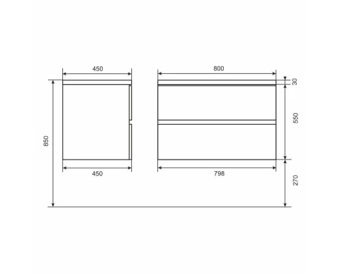 Тумба с раковиной для ванной Uperwood Next (80 см, подвесная, черная/дуб сонома)