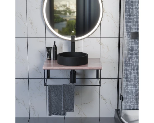 Комплект столешница для ванной Uperwood Tanos (с накладной раковиной Round и кронштейнами 60 см, бук светлый)