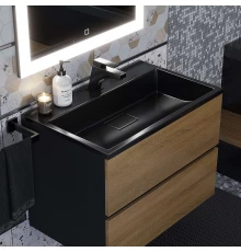 Раковина для ванной полувстраиваемая Uperwood Barsa (70 см, прямоугольная, черная)