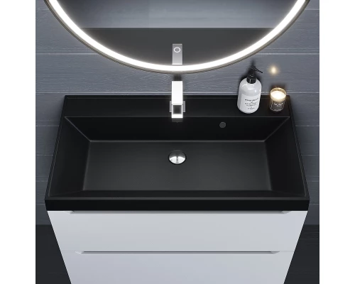 Раковина кварцевая для ванной Uperwood Classic Quartz (80 см, черная матовая, космос)