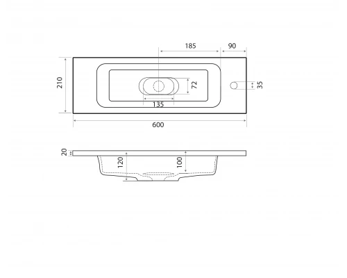 Раковина для ванной полувстраиваемая Uperwood Modul (60 см, прямоугольная)