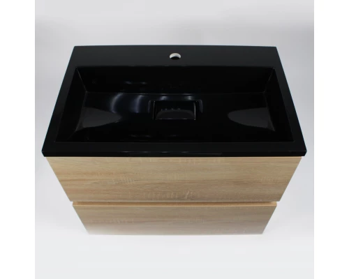 Раковина для ванной полувстраиваемая Uperwood Barsa, 70 см, прямоугольная, черная глянцевая