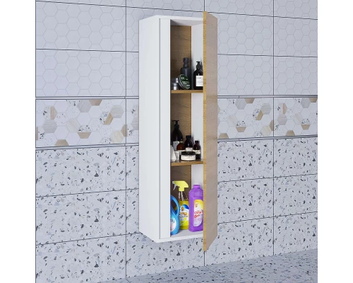 Шкаф-пенал для ванной Uperwood Barsa (35*28*120 см, подвесной, белый/дуб сонома)