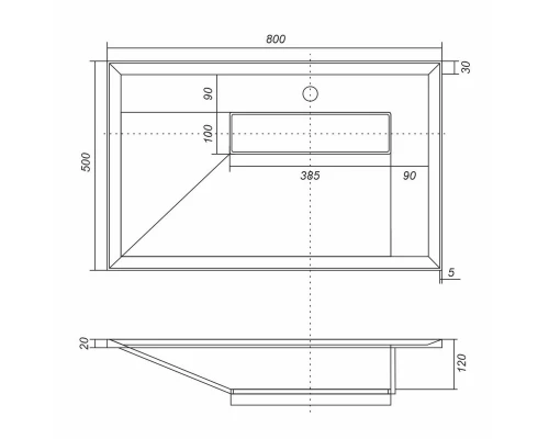 Раковина для ванной кварцевая Uperwood Lotus Quartz 80х50х13 см, черная матовая, уголь