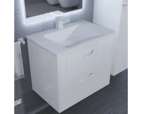 Тумба под раковину для ванной Uperwood Modul (65 см, подвесная, глянцевая, белая)