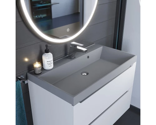 Раковина кварцевая для ванной Uperwood Classic Quartz (80 см, серая матовая, бетон)