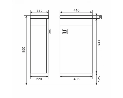 Тумба под раковину для ванной комнаты Uperwood Vizo (40 см, подвесная, белый глянец)