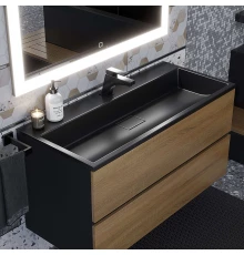 Раковина для ванной полувстраиваемая Uperwood Barsa (100 см, прямоугольная, черная)