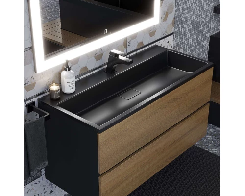 Раковина для ванной полувстраиваемая Uperwood Barsa (100 см, прямоугольная, черная)