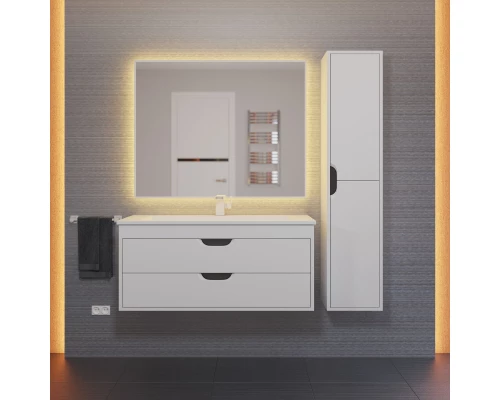 Тумба с раковиной для ванной Uperwood Modul (100 см, подвесная, матовая, белая/графит)