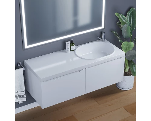Тумба с раковиной для ванной комнаты Uperwood Tanos-Bruks (120 см, подвесная, правая, белая)