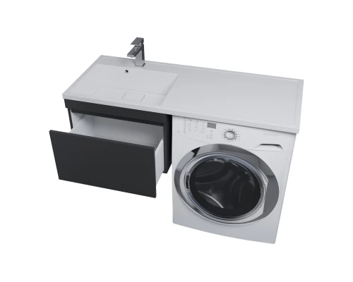 Тумба с раковиной под стиральную машину Uperwood Magenta (60/120 см, подвесная, черная, выдвижной ящик, левая)