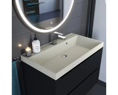 Раковина кварцевая для ванной Uperwood Classic Quartz (80 см, бежевая матовая, лён)