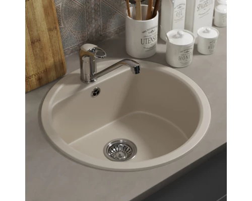 Кухонная мойка из искусственного камня Uperwood UPD-101 (круглая, цвет лён)