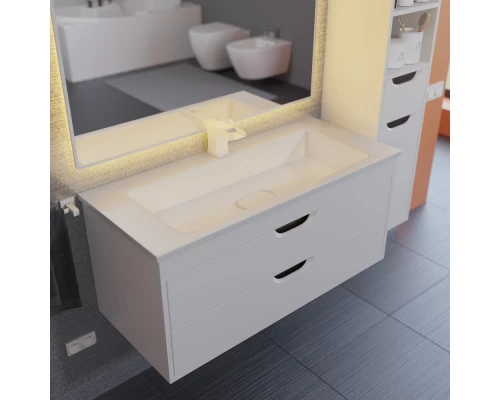 Тумба под раковину для ванной Uperwood Modul (100 см, подвесная, матовая, белая/графит)