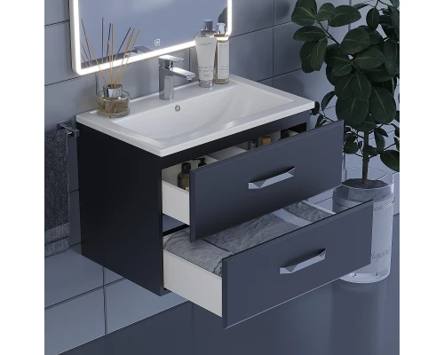 Тумба с раковиной для ванной Uperwood Foster (70 см, подвесная, черная)