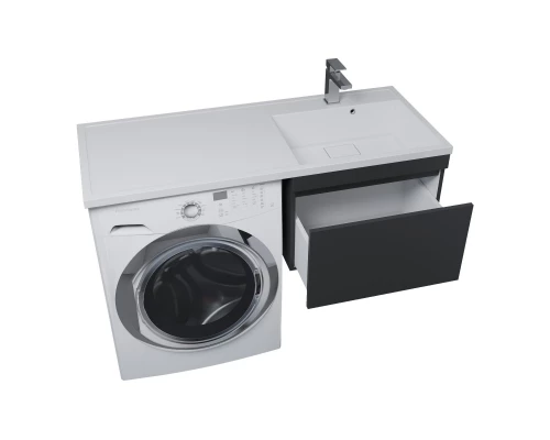 Тумба с раковиной под стиральную машину Uperwood Magenta (60/120 см, подвесная, черная, выдвижной ящик, правая)