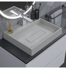 Раковина для ванной накладная кварцевая Uperwood Tanos Quartz (50 см, прямоугольная, с декоративной накладкой, жасмин)