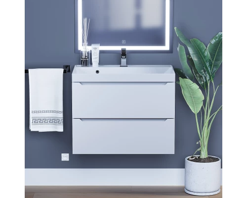 Тумба с раковиной для ванной Uperwood Tanos (70 см, подвесная, матовая, белая)