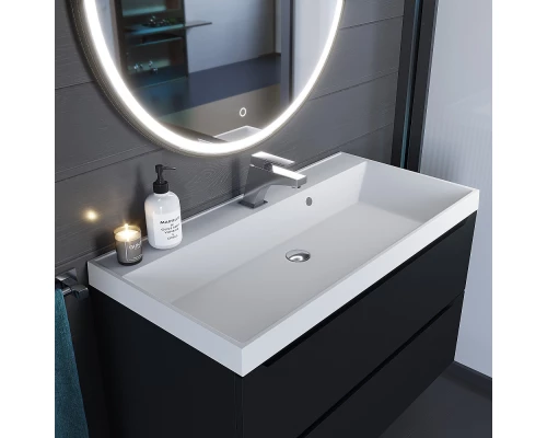 Раковина кварцевая для ванной Uperwood Classic Quartz (90 см, белая матовая, жасмин)