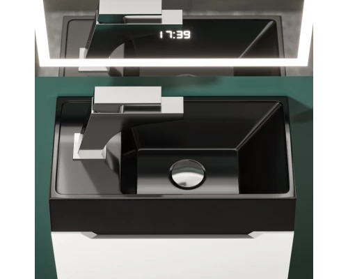 Раковина для ванной Uperwood Classic New 40 см, черная глянцевая, с накладкой для слива