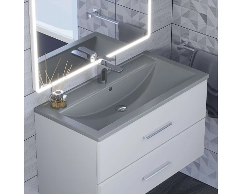 Раковина кварцевая для ванной Uperwood Foster Quartz (80 см, серая матовая, бетон)