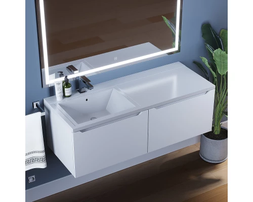 Тумба под раковину для ванной комнаты Uperwood Tanos (120 см, подвесная, левая, белая)