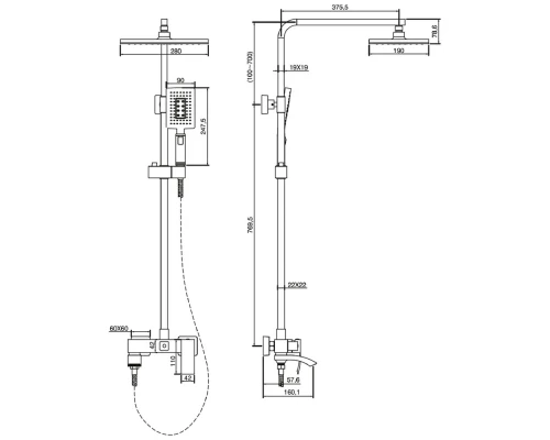 Душевая система Kern 5057 bronze