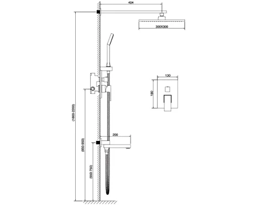 Душевая система встраиваемая Kern 5075 matt gold