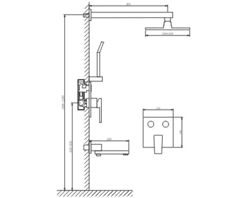 Душевая система встраиваемая Kern 5087 black