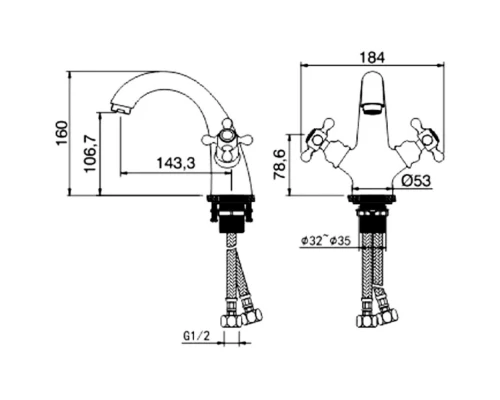 Смеситель для раковины Kern 1009 bronze