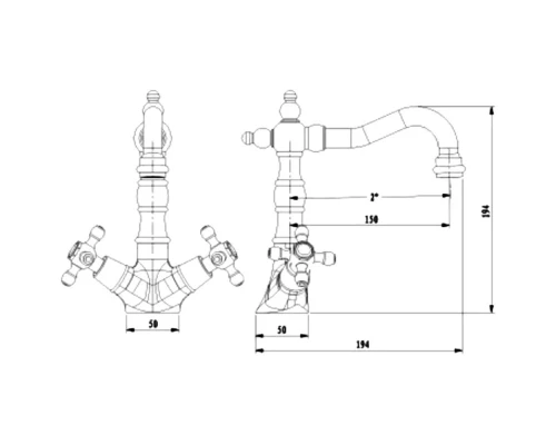 Смеситель для раковины Kern 1333 bronze