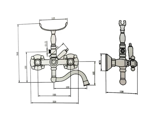 Смеситель для ванны Kern 3333 bronze