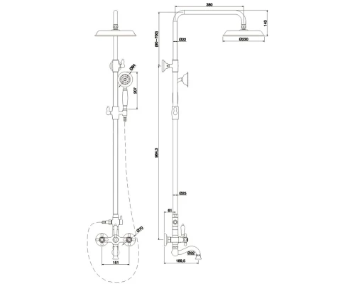 Душевая система Kern 5033 gold