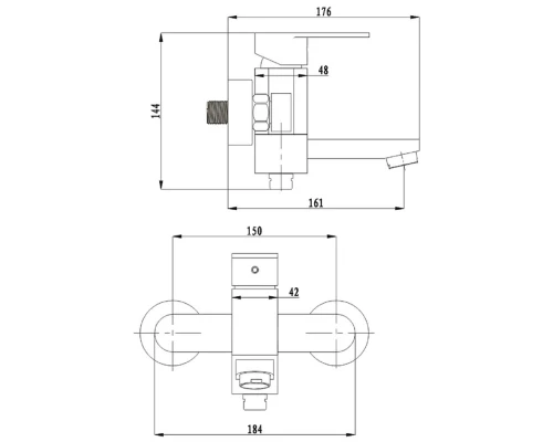 Смеситель для ванны Kern 3001 chrome